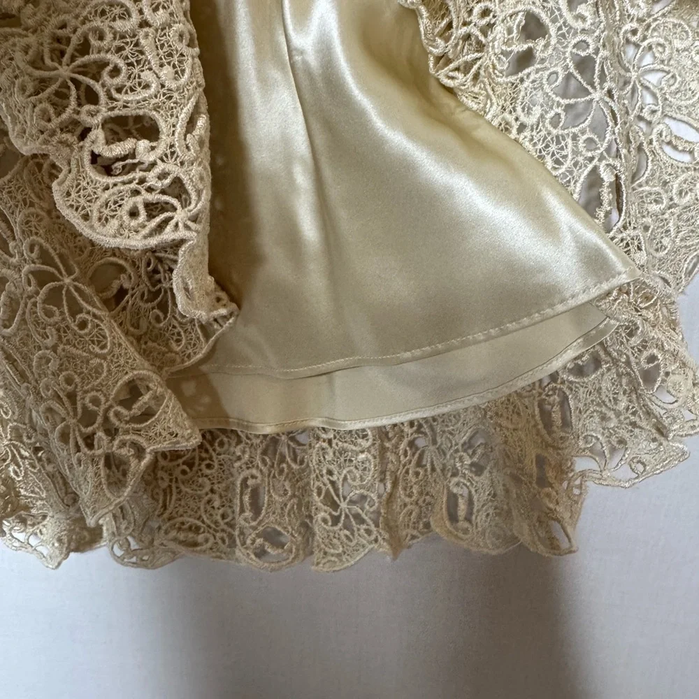 Lafayette Women Lace Overlay Skirt Sz 8 Coquette Ethereal Whimsical Boho Cottage